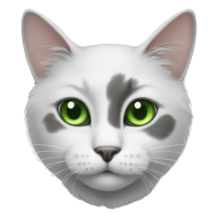 White grey cat with Green eyes more white  sticker
