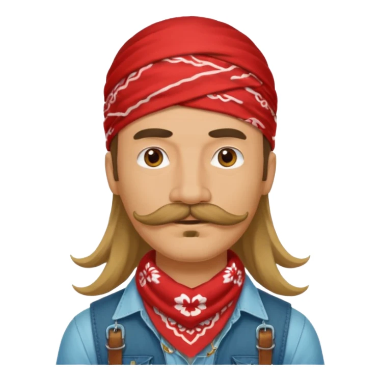 mustached with bandanas long hair sticker
