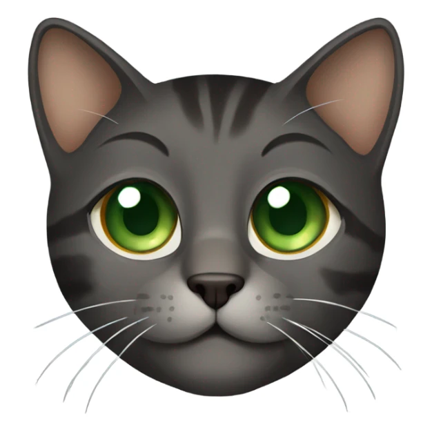 Gray, black and brown cat with green eyes and brown spot on nose sticker