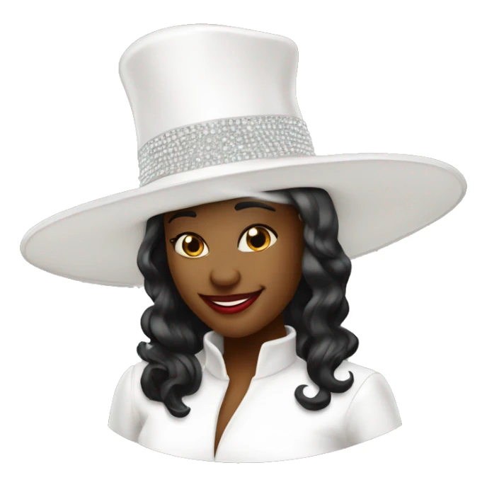 Big white church hat with rhinestones and big brim  sticker