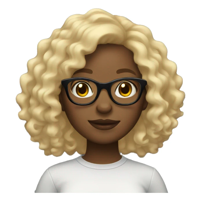 Black girl with blonde curly hair and glasses sticker