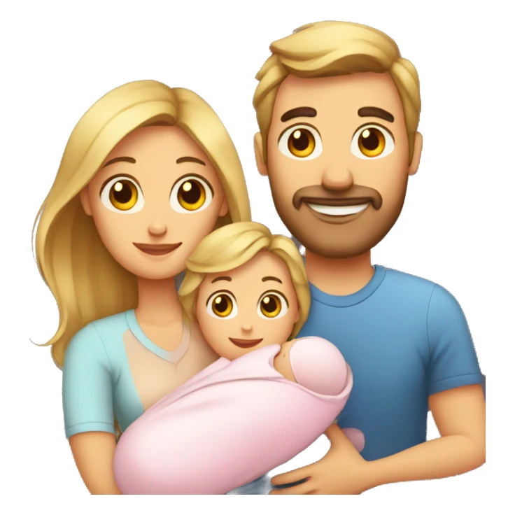 mom dad and newborn sticker