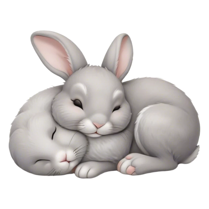 Meme-Worthy Cute Sleeping Grey Rabbit Portrait Emoji, Head resting peacefully with a contented smile, showcasing a delightfully compact build and a luxuriously soft grey fur, eyes shut in a serene nap, Simplified yet hilariously adorable features, highly detailed, glowing with a soft, drowsy light, high shine, relaxed and utterly lovable, stylized with an air of playful laziness, bright and heartwarming, soft glowing outline, capturing the essence of a comically sleepy bunny, so meme-worthy it feels like it could instantly become the next viral sensation of adorable slumber! sticker