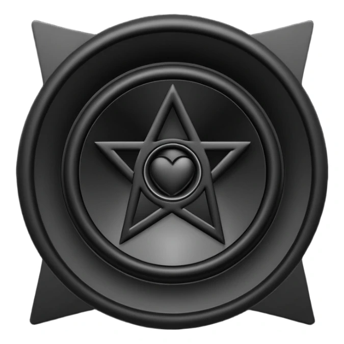 Black speaker with black heartagram in it sticker