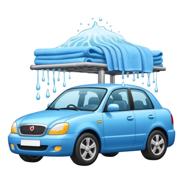 car wash with staff wiping car sticker