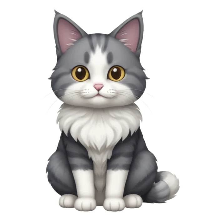 full body dark grey and white cat with white front legs sticker