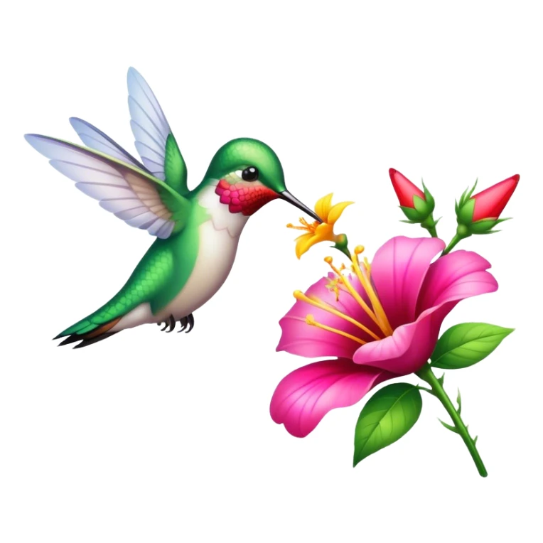 um lindo beija flor beijando uma linda flor sticker