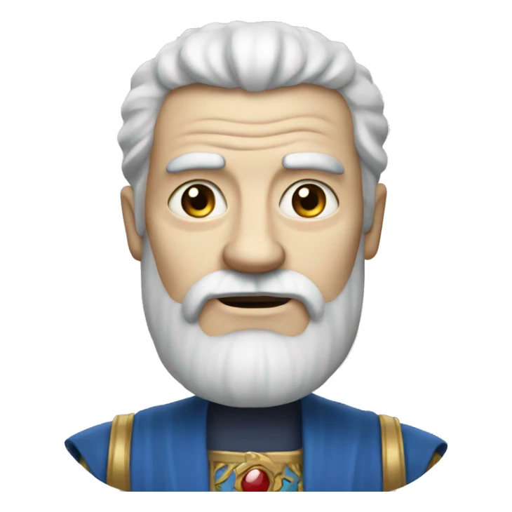 an old king, with pale skin, blue clothes and black eyes sticker