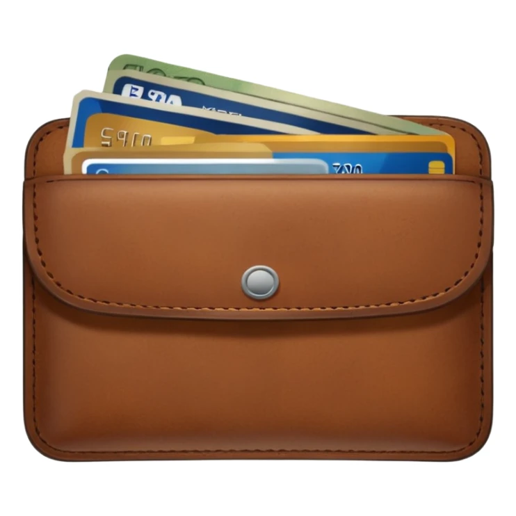 portefeuille marron avec quelques billets et carte bancaire sticker