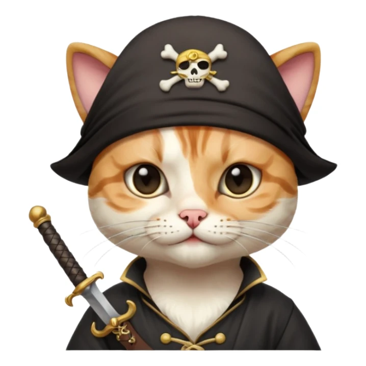 pirate cat with human body one eye mask sticker