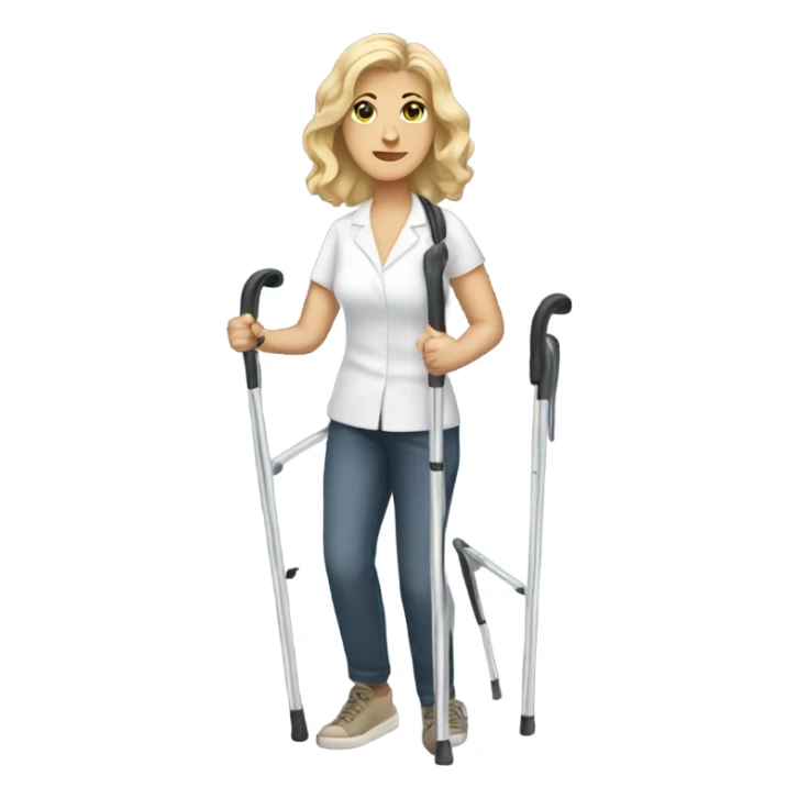 White lady with cheetah print crutches  sticker
