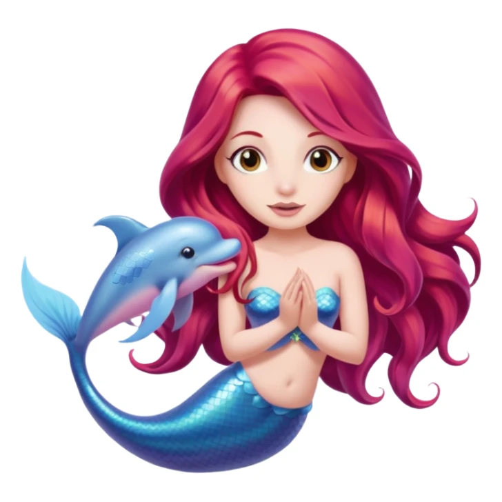 Pink dolphin emoji with ariel mermaid sticker