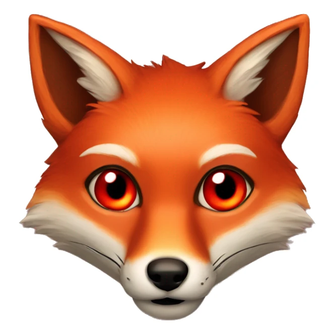deep lush red fox face with tiny red heart instead of eyes sticker