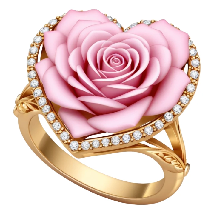 Romantic Pastel pink and gold rose heart gems crystals ring sticker