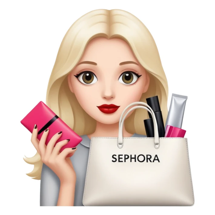 Girl holding a Sephora bag sticker