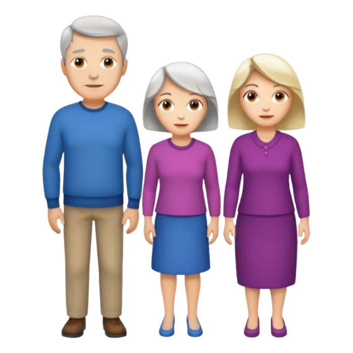 Boy, middle age, old age, old age women, middle age, girl. Standing side by side. sticker