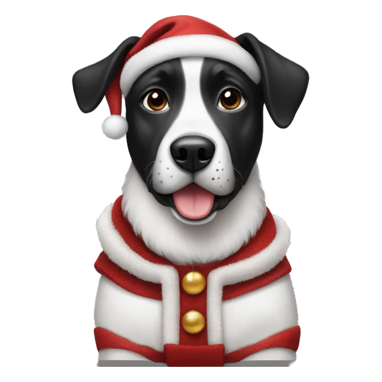 Black and white dog wearing christmas outfit sticker