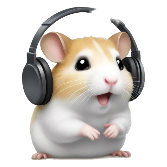 A hamster listening to a song sticker