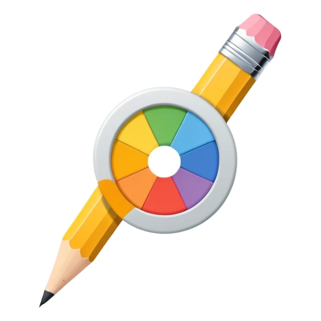 digital graphic template with a pencil, crop icon, and color palette tools around it sticker