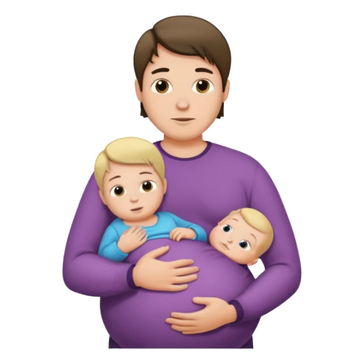 a pregnant man with middle parted hair sticker