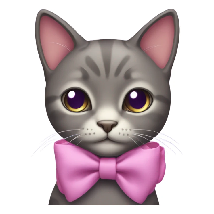 Purple cat with short hair and pink bow sticker