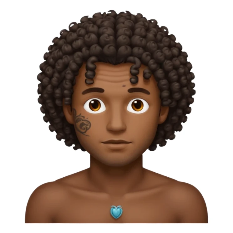 curley hair tattoo male, full on face. sticker