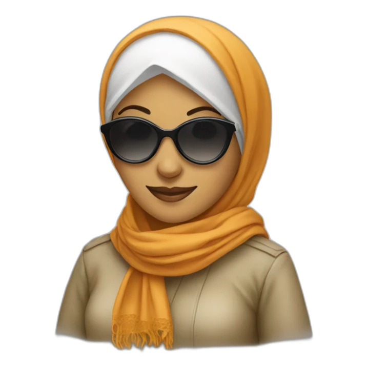 A women Who is wearing sunglasses and an islamic scarf sticker