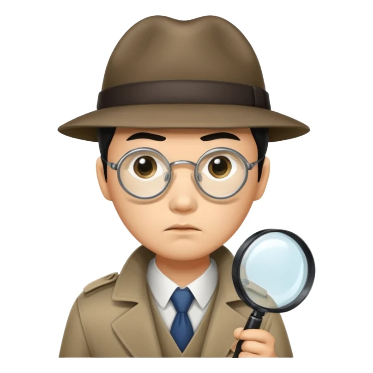 detective, asian, magnifying glass sticker