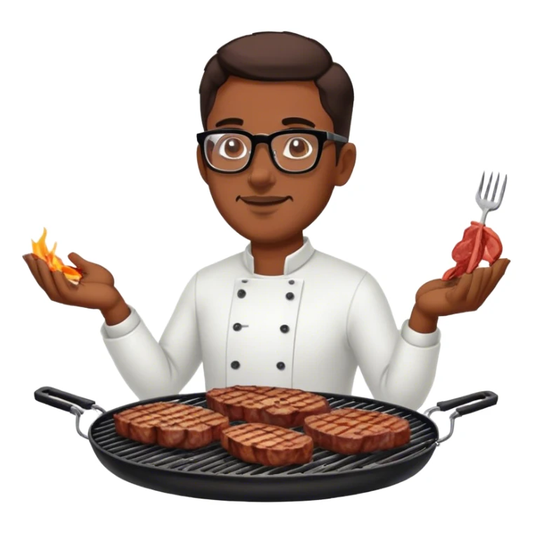 Muchacho guapo con lentes haciendo una carne asada  sticker