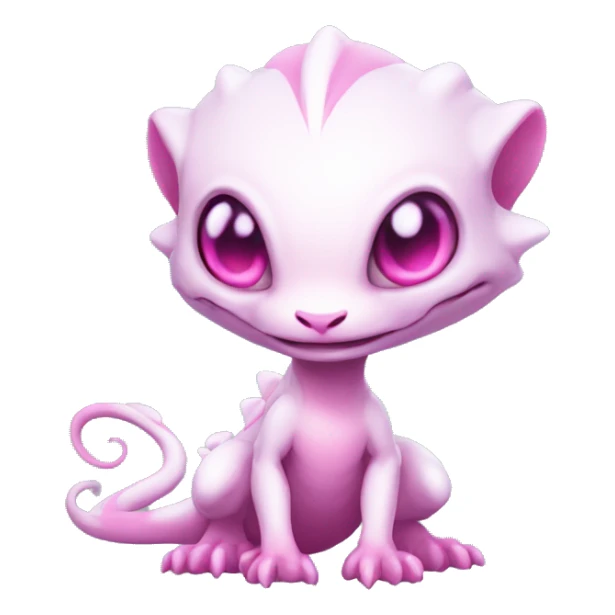 White, Chibi, White, Anthro-Sona-Lizard-Alien-Salazzle-Fakémon, with pink eyes, Full Body sticker