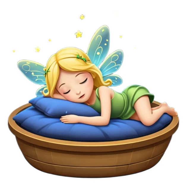 fairy character floating asleep with fireflies as night lights sticker