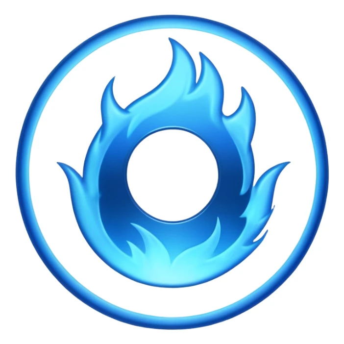 A minimalist CD disc with a subtle blue fire design, emoji style, blue fire. sticker