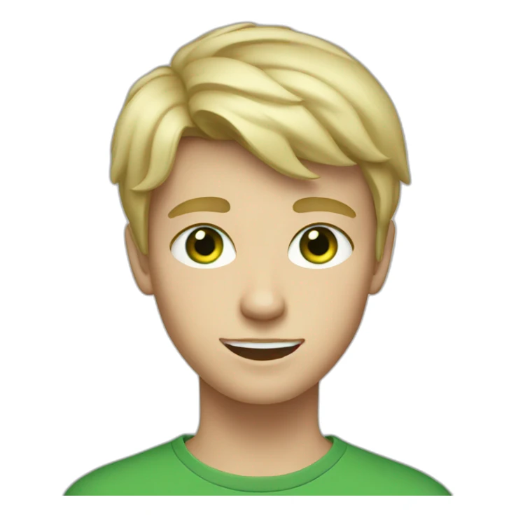 Blonde teen boy with medium short hair, green eyes sticker