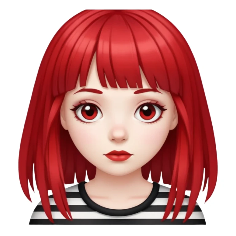 Pale girl with red and black striped hair and bangs sticker