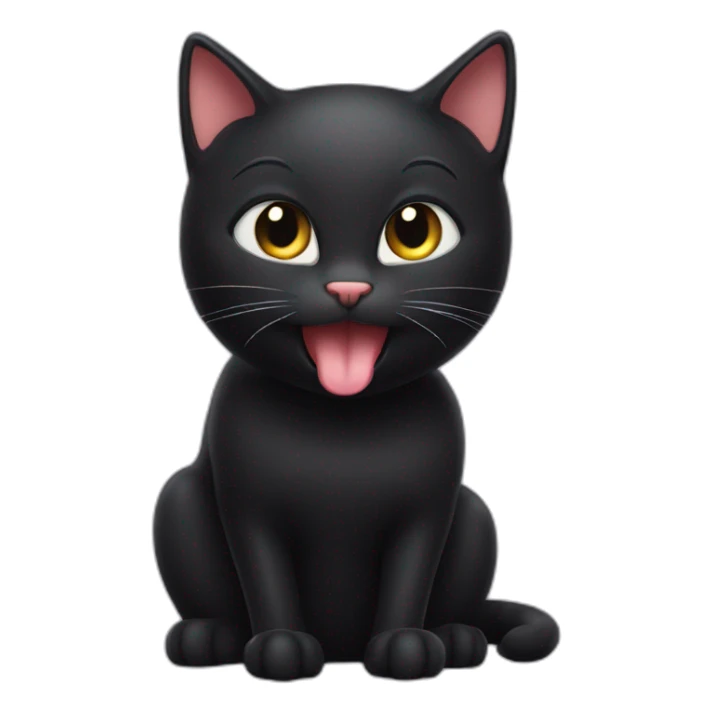 Cheeky Black cat sticking tongue and winking sticker