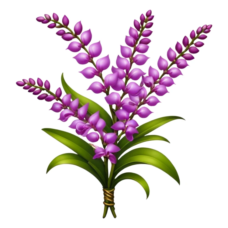 luxuriant bouquet Rhynchostylis Orchid, stem, leaf sticker