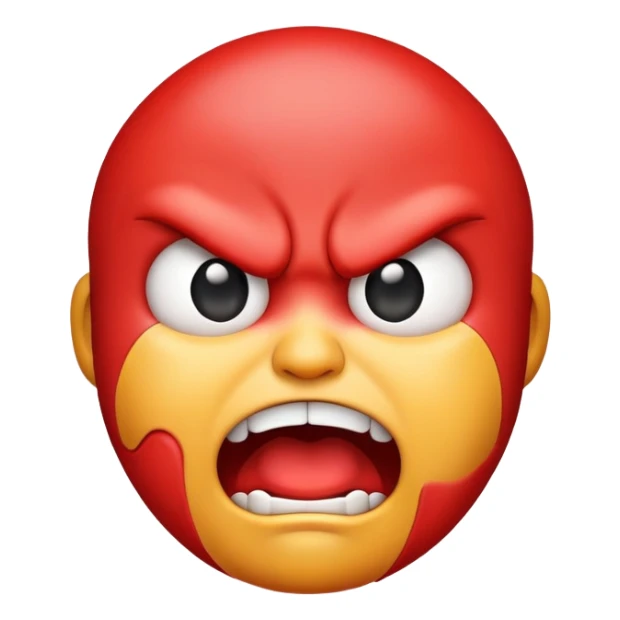 An emoji with an angry face choking itself
 sticker