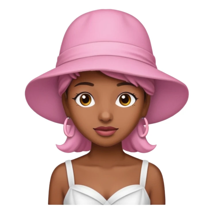 rihanah wearing Pink Hat, white dress sticker