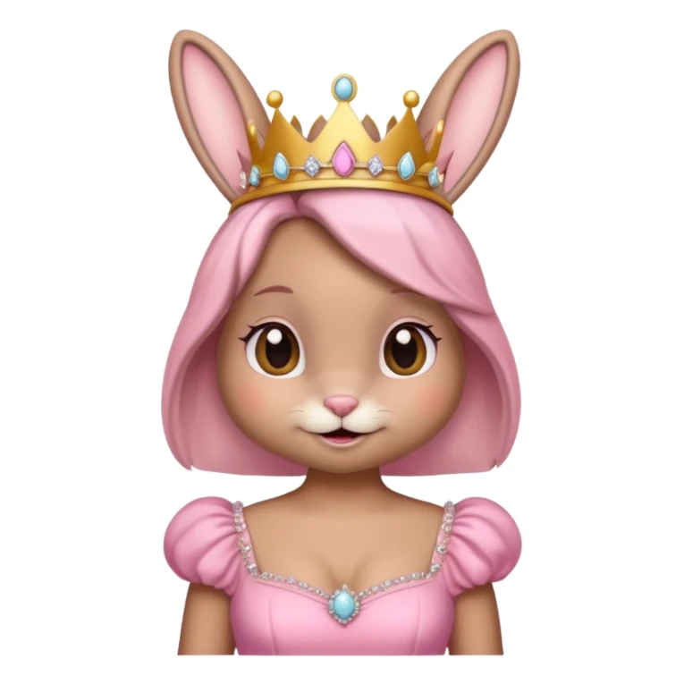 Bunny + tiara + pink dress + happy sticker