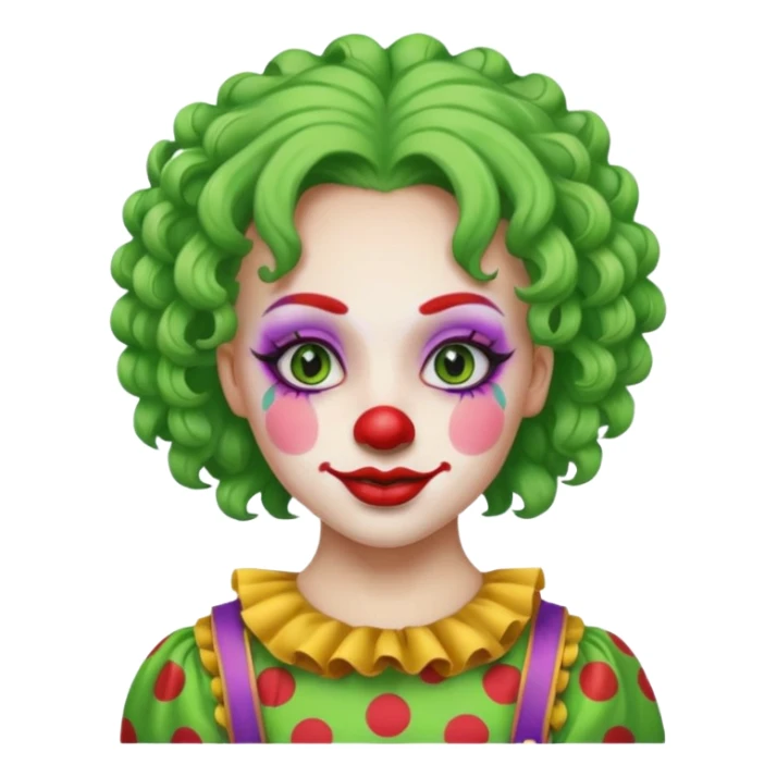 girl clown with curly green hair sticker