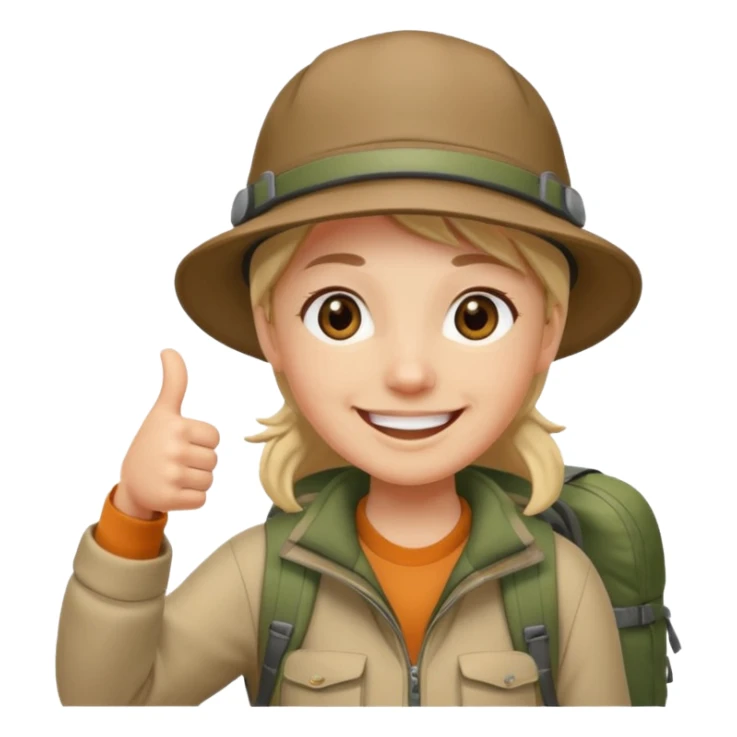 person with thumb up and hiking hat sticker