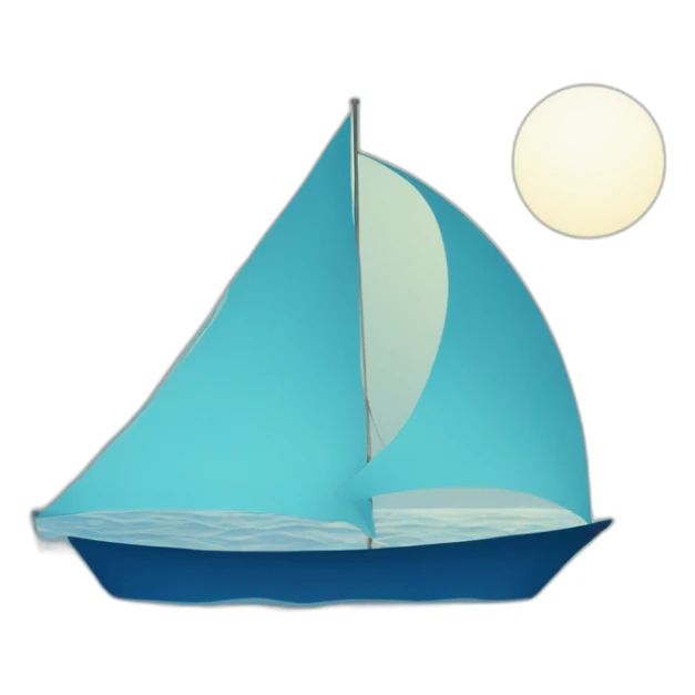 a blue sailing boat silhouette on a sea background  sticker