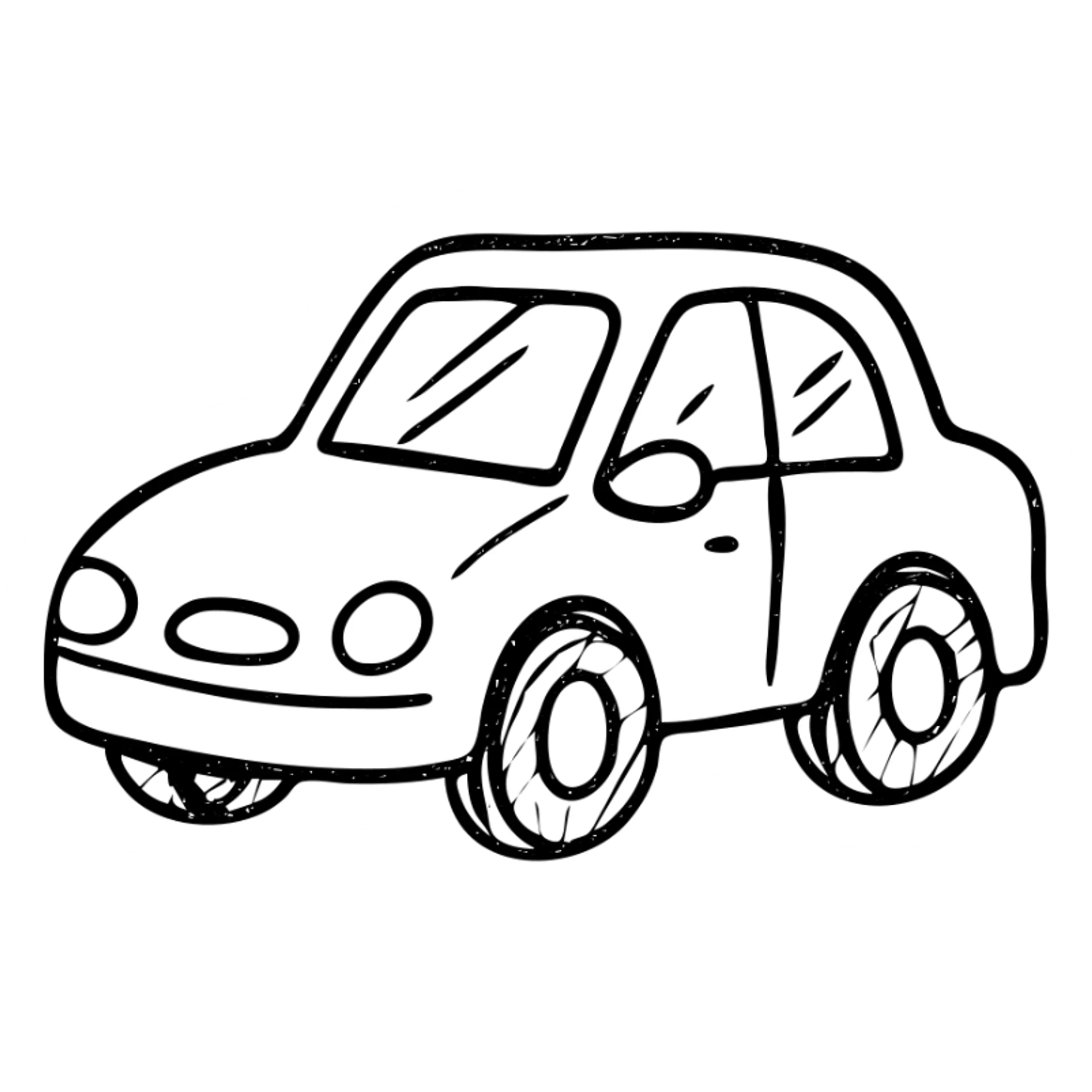 hand drawn outlined car icon sticker