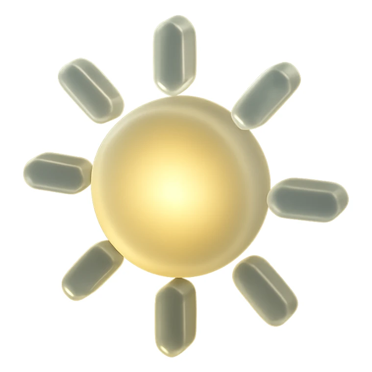 shiny sun with soft glow, inspired by Apple emoji sticker