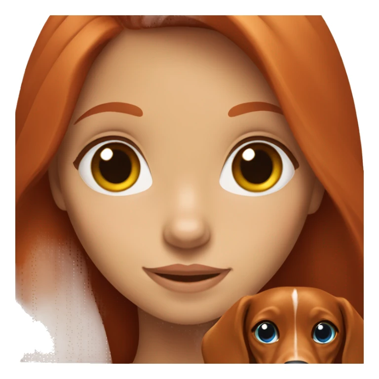 Redhead girl with blue eyes and long-heared red dachshund  sticker