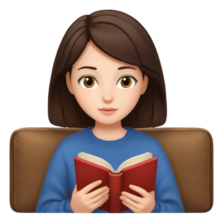 brunette reading a book cozy aesthetic sticker