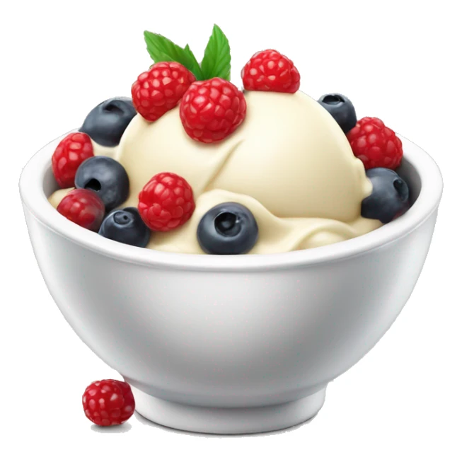 Vanilla ice cream in a bowl with hot berries on top  sticker