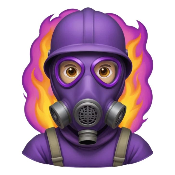 gas mask guy in purple fire sticker