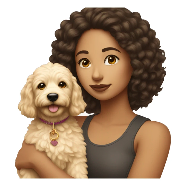 Latina girl with a mini golden doodle sticker