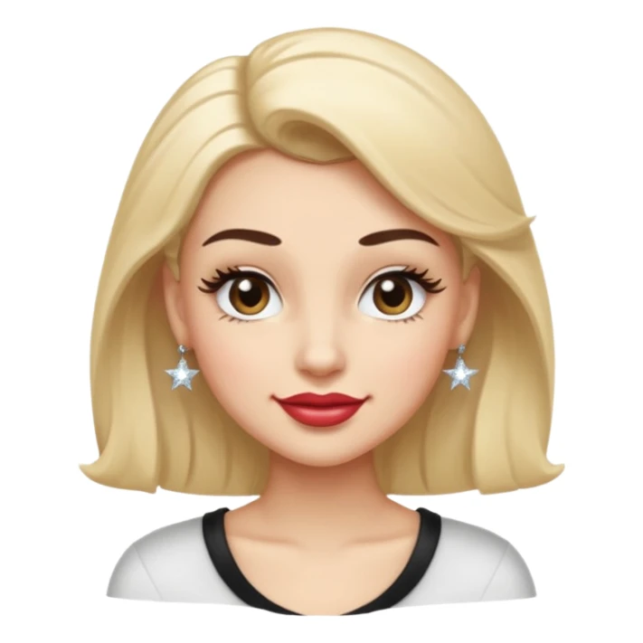 A face with one raised brow, a smirk, and a wink. Long fake lashes, gloss that glows.  Maybe a tilted head pose with a hand-on-hip silhouette or a tiny sparkle accent to emphasize confidence. sticker